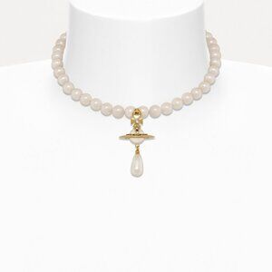 Vivienne Westwood One row pearl drop choker Gold